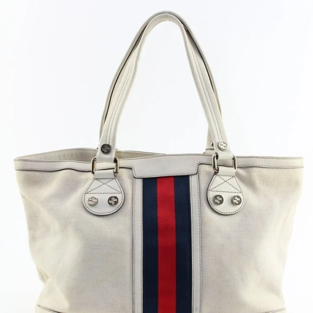 Gucci Navy Web Ivory Tote 2GK0104K